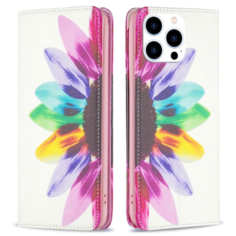 Cover iPhone 14 Pro Flip Cover Akvarelblomst