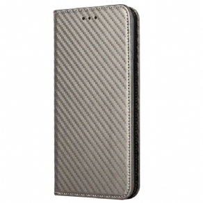 Cover iPhone 14 Pro Med Snor Flip Cover Carbon Fiber Strap Style