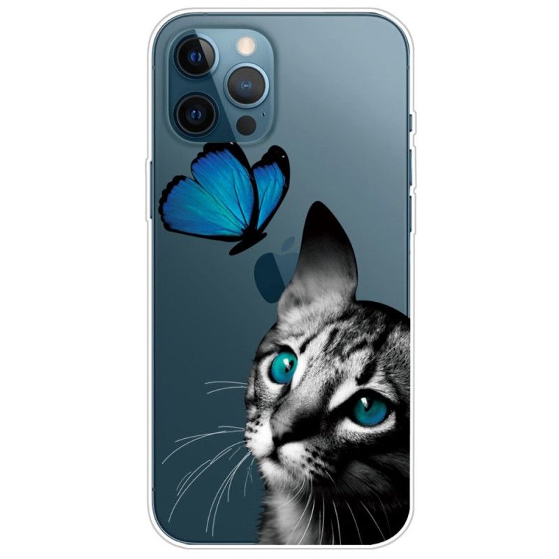 Cover iPhone 14 Pro Mellem Kat Og Sommerfugl