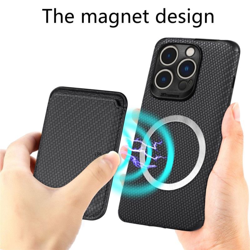 Cover iPhone 14 Pro Punge Etui Kulfiber Og Magnetisk Tegnebog