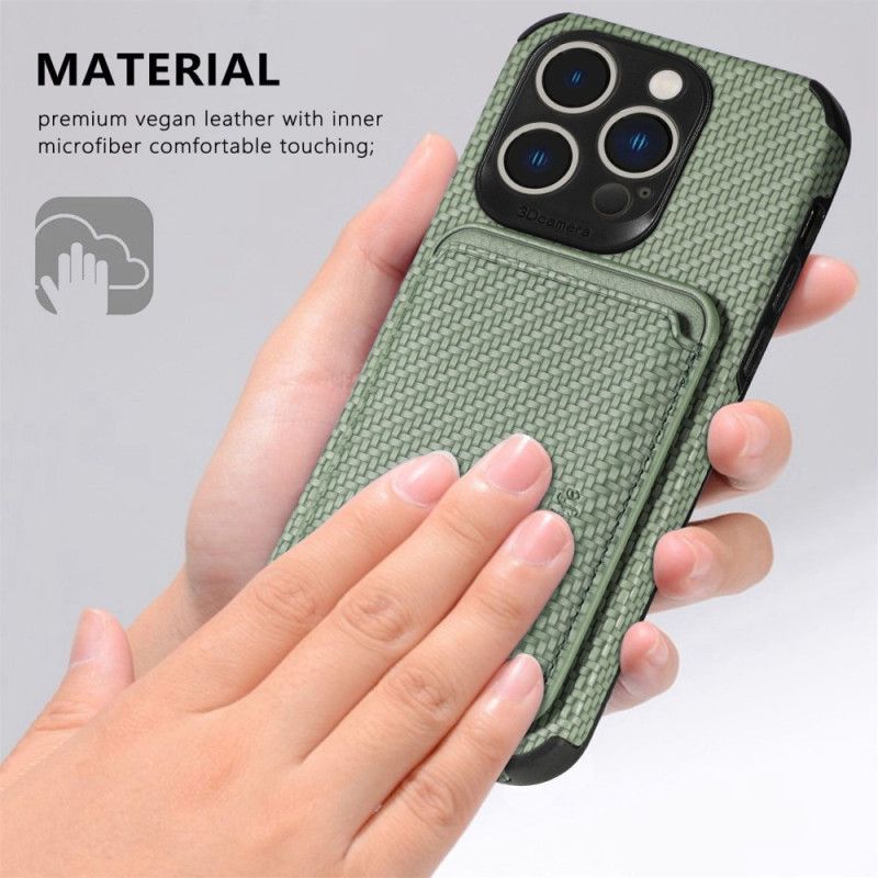 Cover iPhone 14 Pro Punge Etui Kulfiber Og Magnetisk Tegnebog