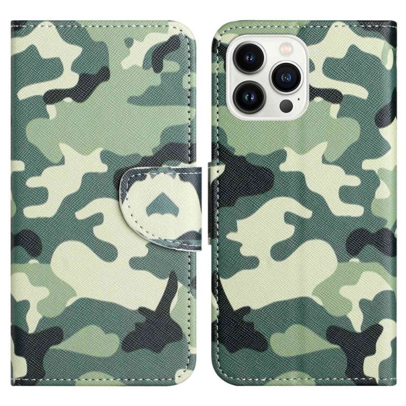 Flip Cover iPhone 14 Pro Militær Camouflage