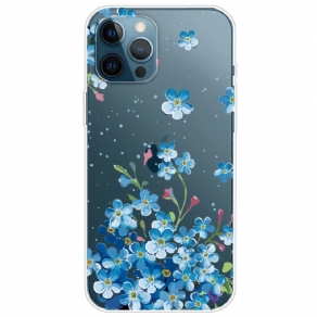 Mobilcover iPhone 14 Pro Transparente Blå Blomster