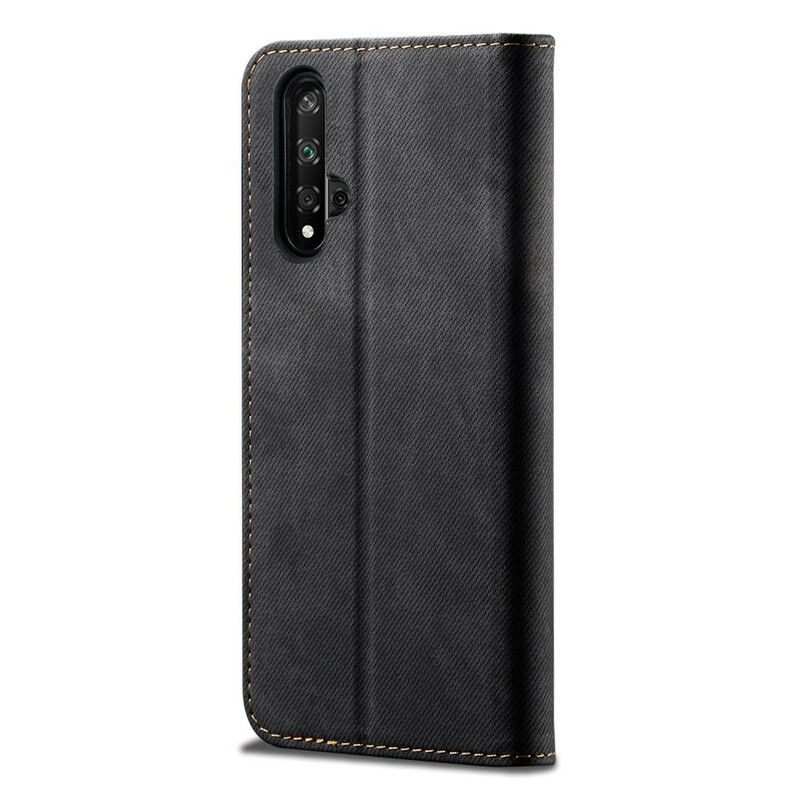 Cover Huawei Nova 5T / Honor 20 Flip Cover Imiteret Læder Jeans Tekstur