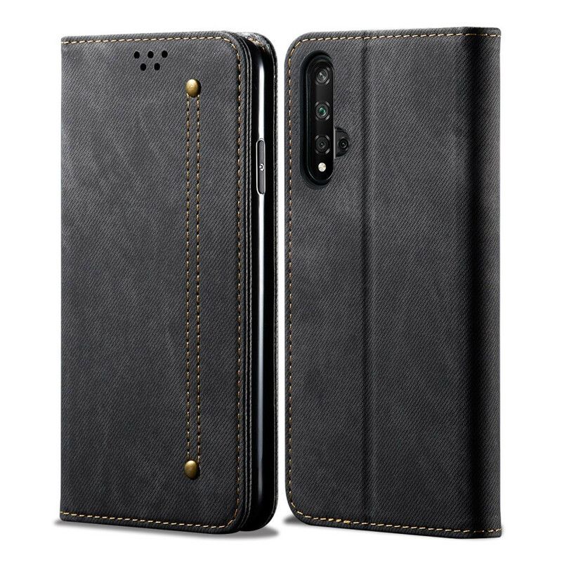 Cover Huawei Nova 5T / Honor 20 Flip Cover Imiteret Læder Jeans Tekstur