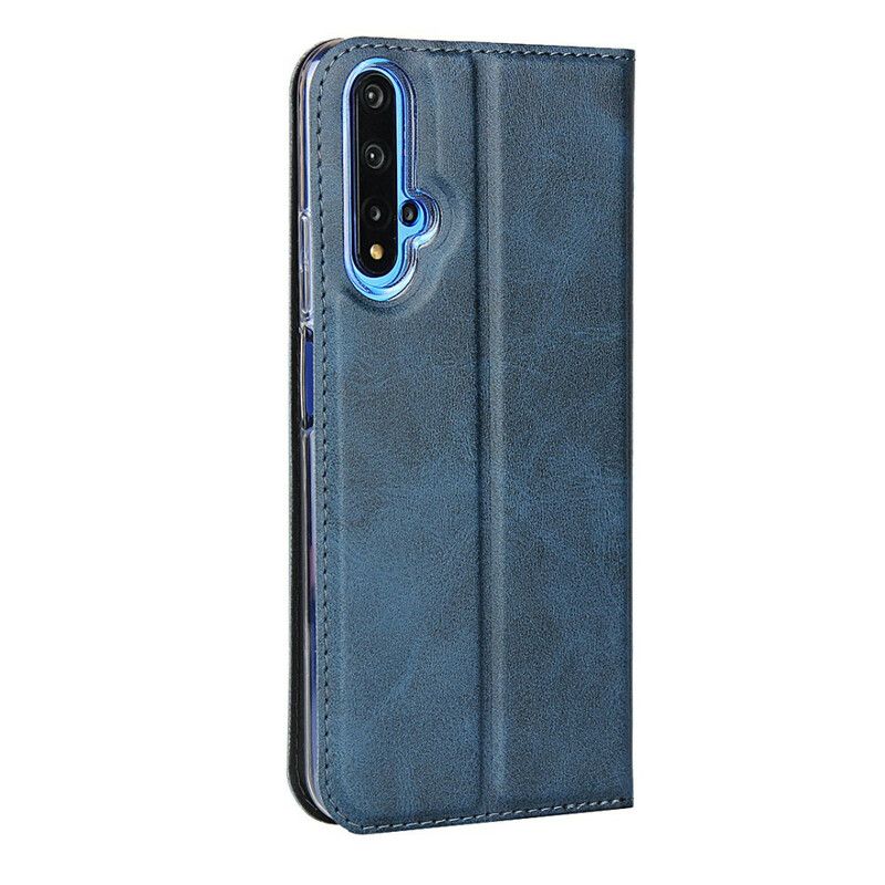 Cover Huawei Nova 5T / Honor 20 Flip Cover Imiteret Læder Med Rem