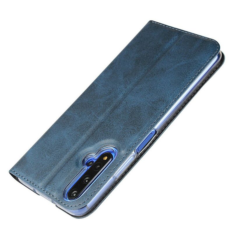 Cover Huawei Nova 5T / Honor 20 Flip Cover Imiteret Læder Med Rem