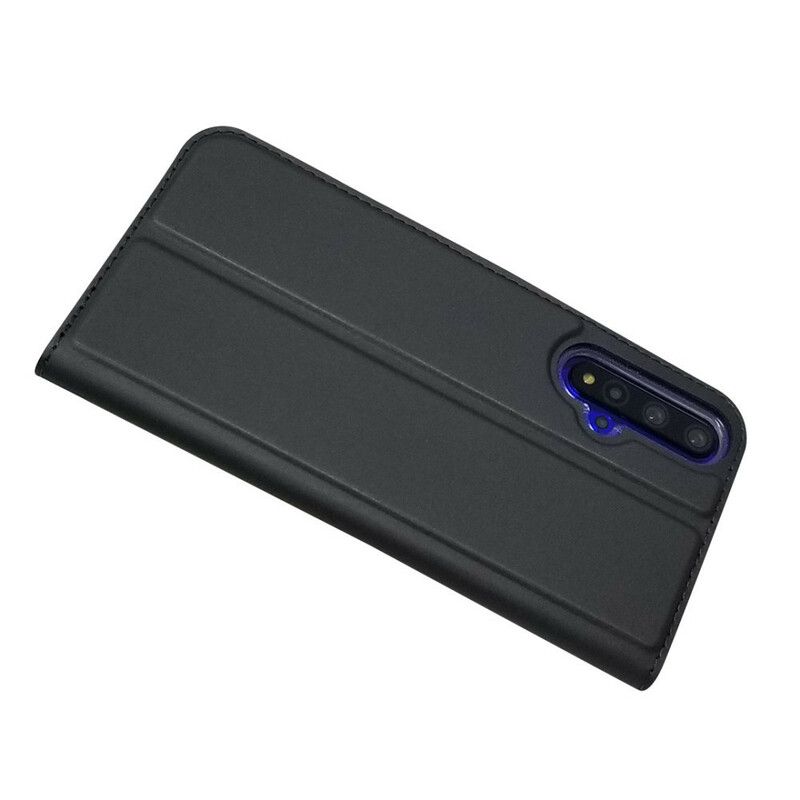 Cover Huawei Nova 5T / Honor 20 Flip Cover Læderstil Integreret Lås