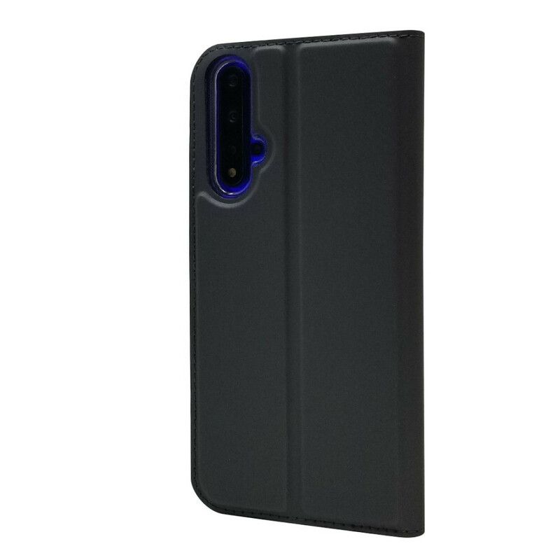 Cover Huawei Nova 5T / Honor 20 Flip Cover Læderstil Integreret Lås