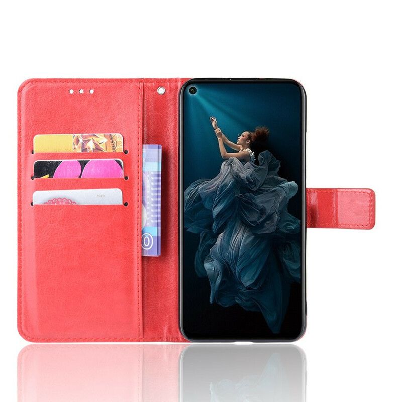 Flip Cover Huawei Nova 5T / Honor 20 Flashy Imiteret Læder