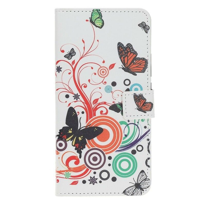 Flip Cover Huawei Nova 5T / Honor 20 Sommerfugle Og Blomster