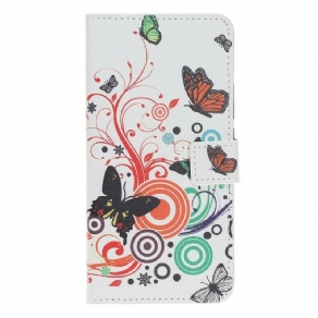 Flip Cover Huawei Nova 5T / Honor 20 Sommerfugle Og Blomster