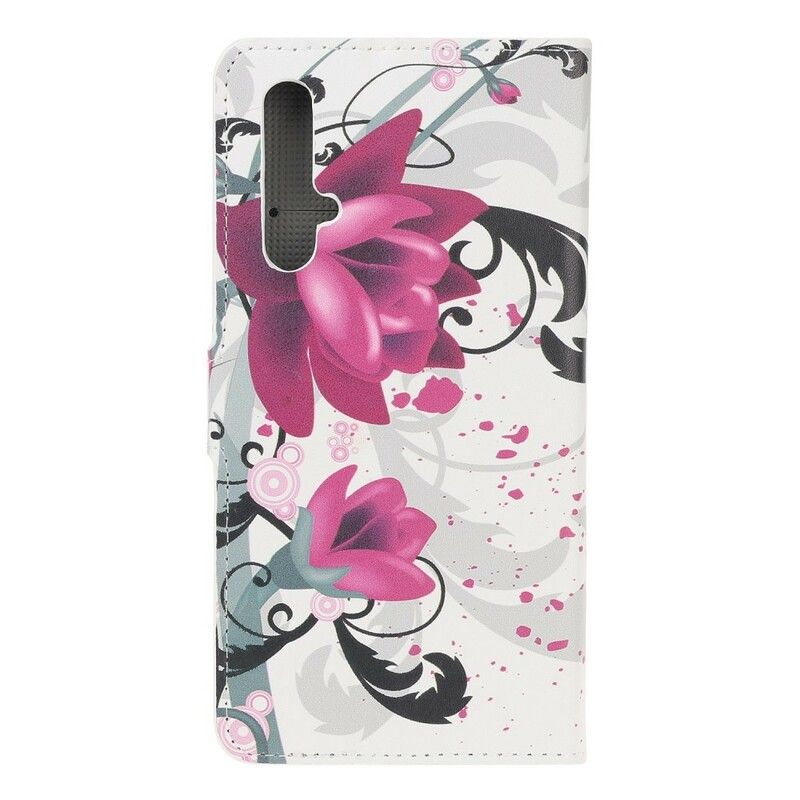 Flip Cover Huawei Nova 5T / Honor 20 Tropiske Blomster