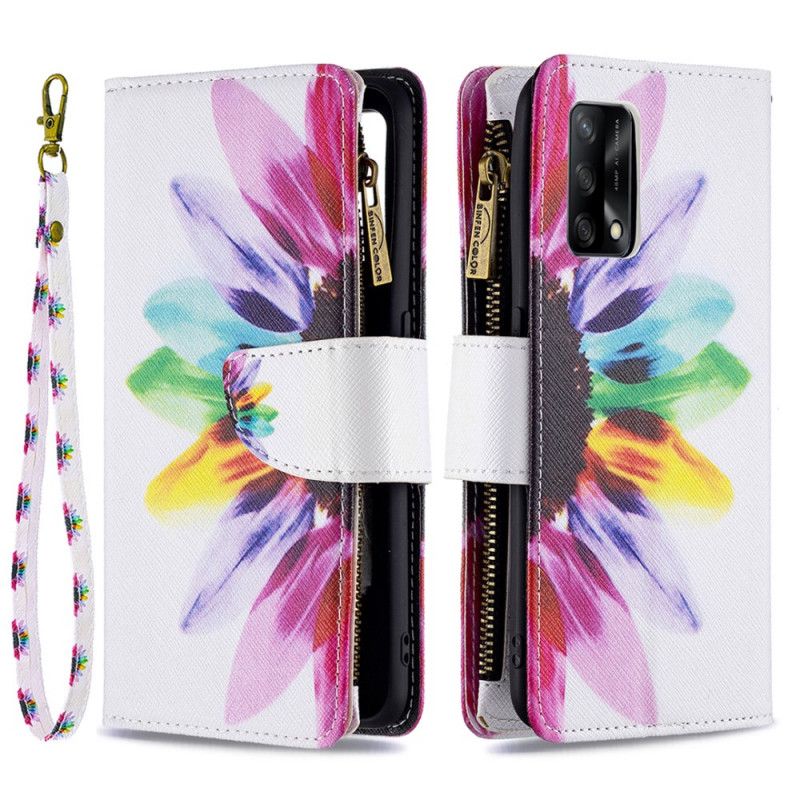 Flip Cover Oppo A74 4G Blomsterlomme Med Lynlås