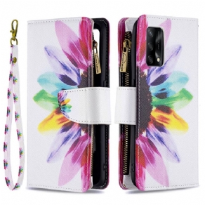 Flip Cover Oppo A74 4G Blomsterlomme Med Lynlås