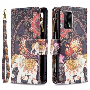 Læder Cover Oppo A74 4G Elefant Lynlåslomme