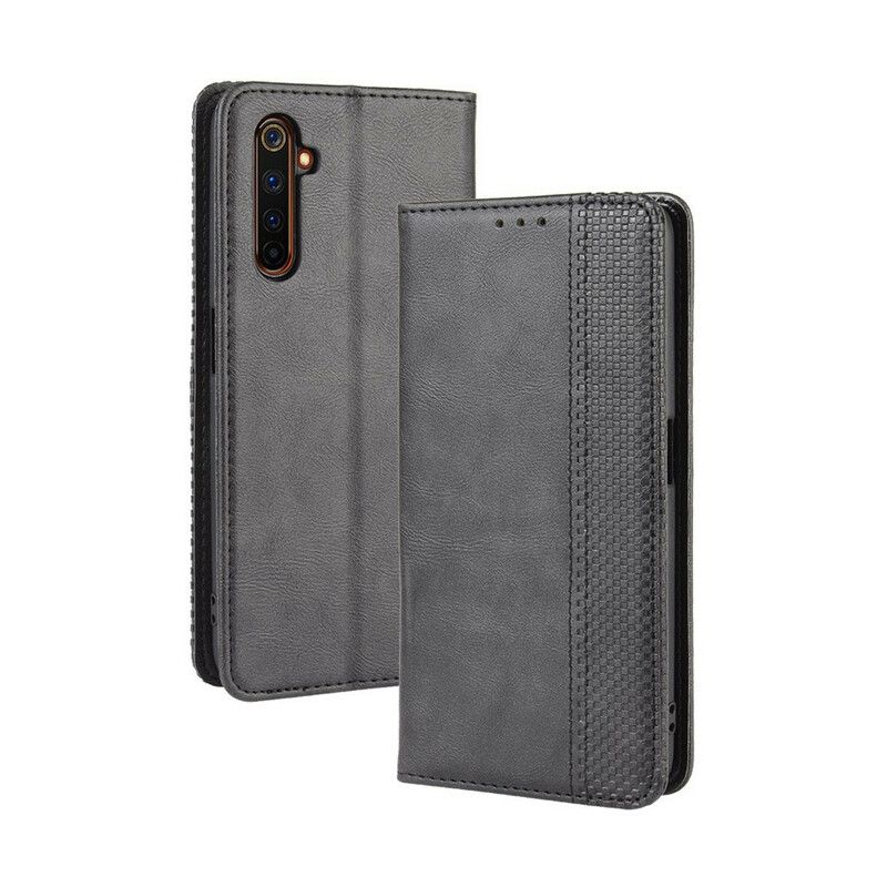 Cover Realme X50 Pro Flip Cover Vintage Stiliseret Lædereffekt