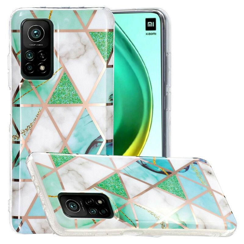 Cover Xiaomi Mi 10T / 10T Pro Farverig Geometrisk Marmor 2