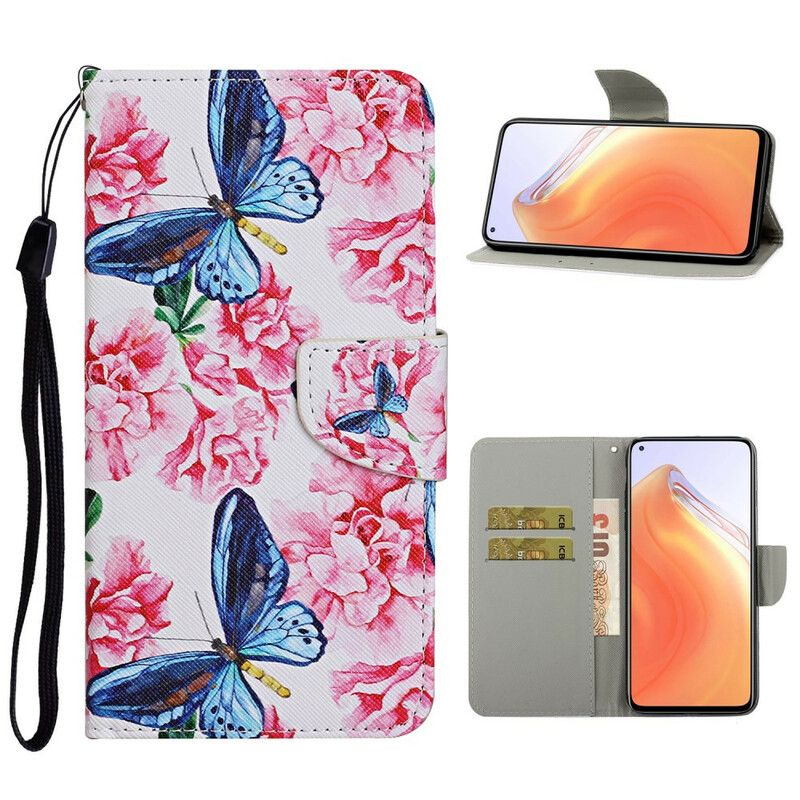 Flip Cover Xiaomi Mi 10T / 10T Pro Blomstersommerfugle-rem