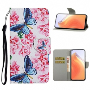 Flip Cover Xiaomi Mi 10T / 10T Pro Blomstersommerfugle-rem