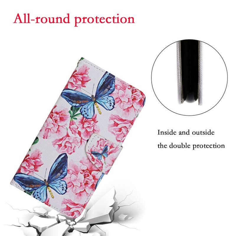 Flip Cover Xiaomi Mi 10T / 10T Pro Blomstersommerfugle-rem