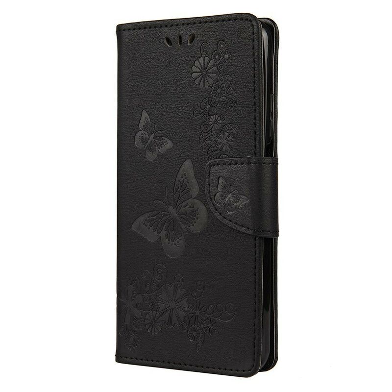 Flip Cover Xiaomi Mi 10T / 10T Pro Kun Sommerfugle Med Snor