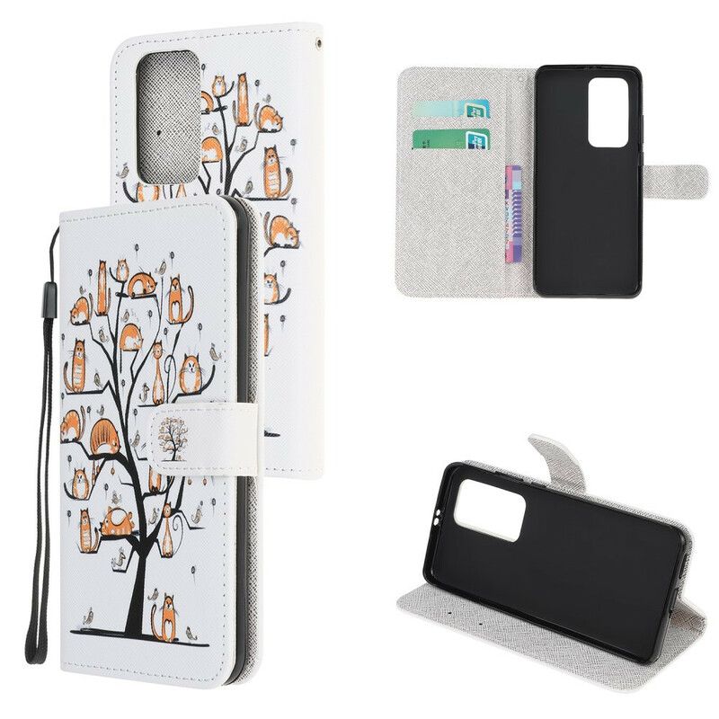 Flip Cover Xiaomi Mi 10T / 10T Pro Med Snor Funky Katte Med Rem