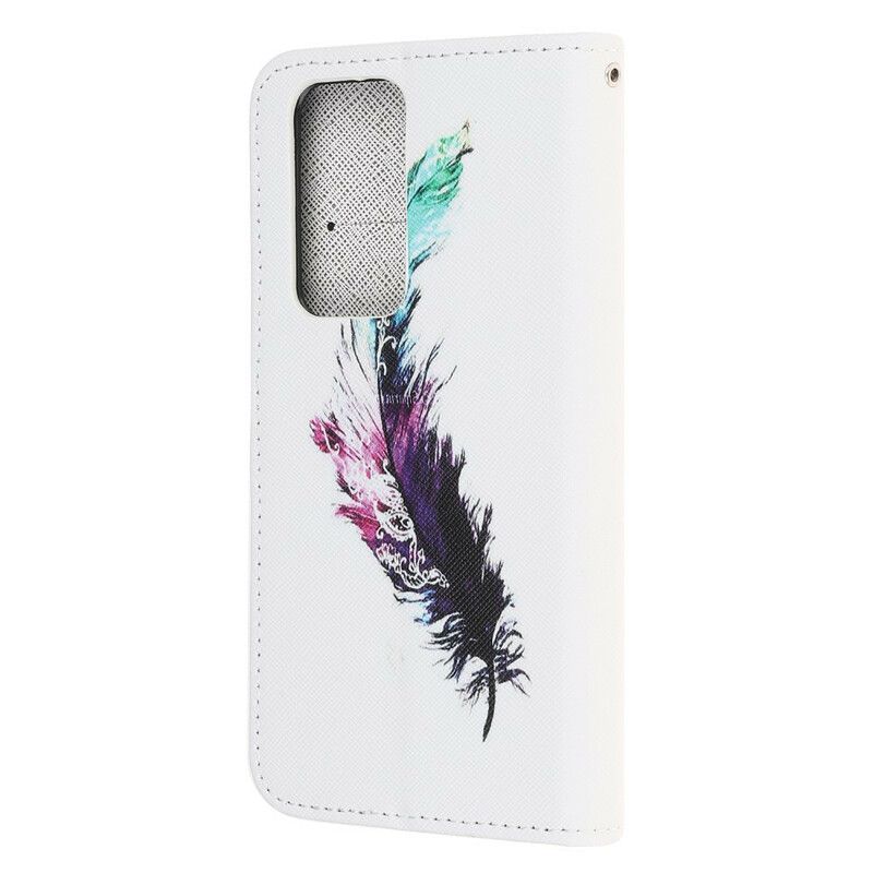 Flip Cover Xiaomi Mi 10T / 10T Pro Med Snor Thong Fjer