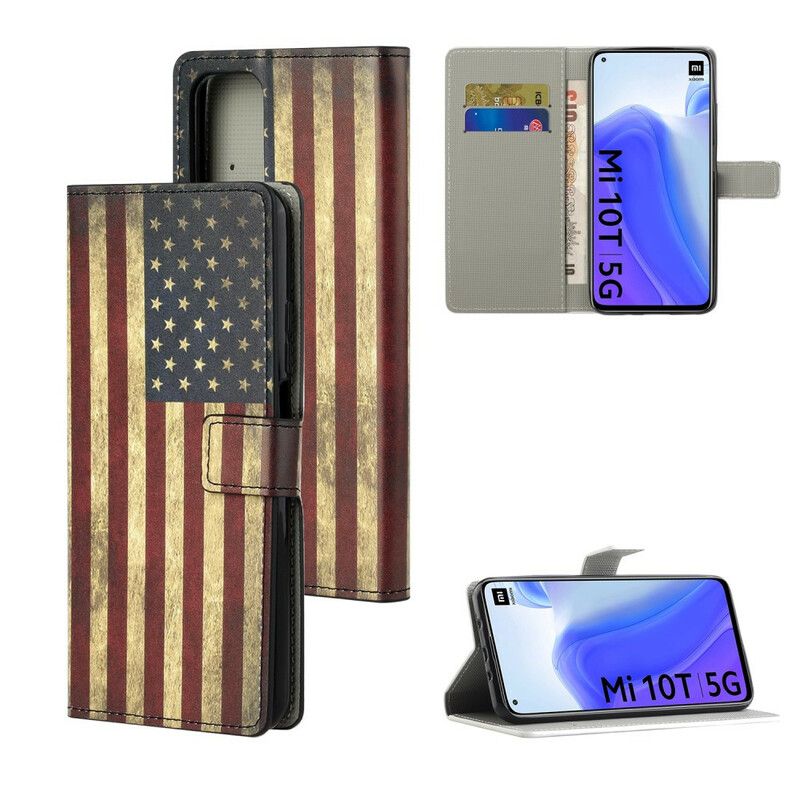 Læder Cover Xiaomi Mi 10T / 10T Pro Amerikansk Flag