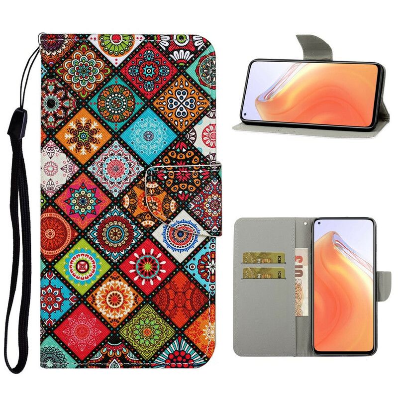 Læder Cover Xiaomi Mi 10T / 10T Pro Patchwork Mandalaer Med Snor