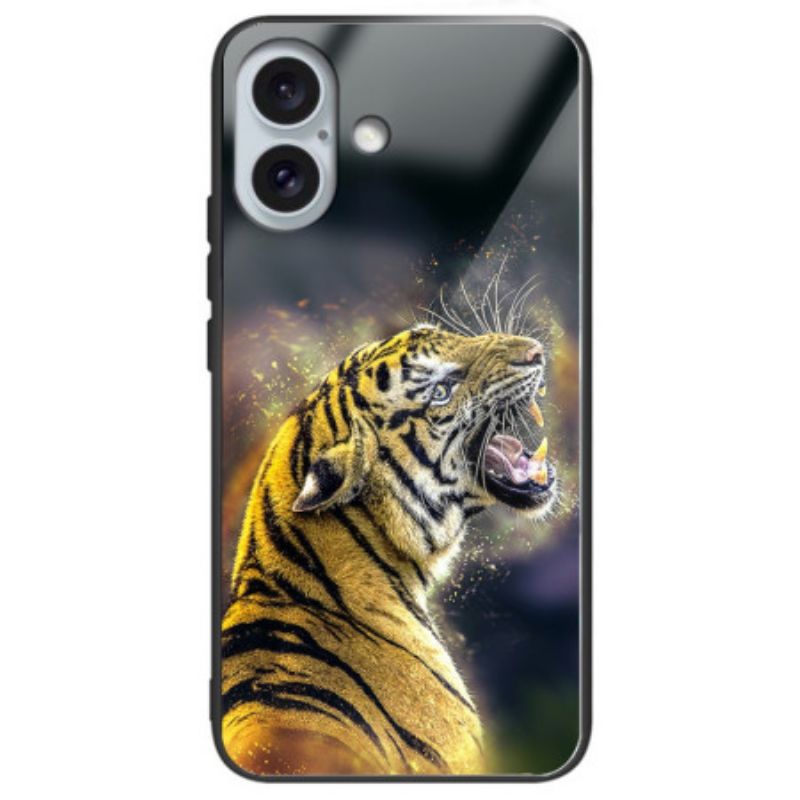 Cover iPhone 16 Plus Brølende Tiger Hærdet Glas