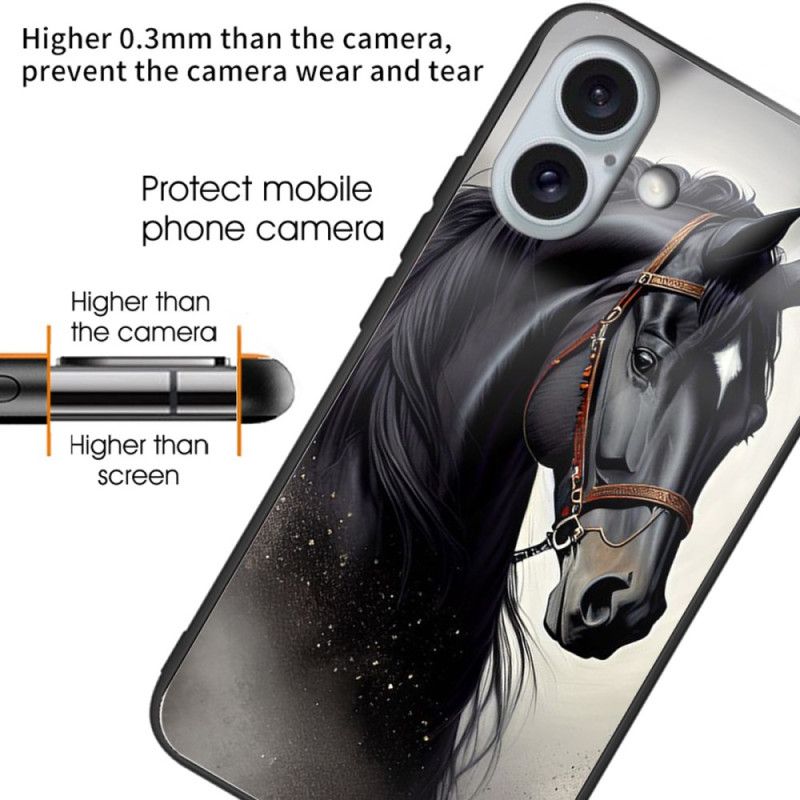 Cover iPhone 16 Plus Hest Af Hærdet Glas