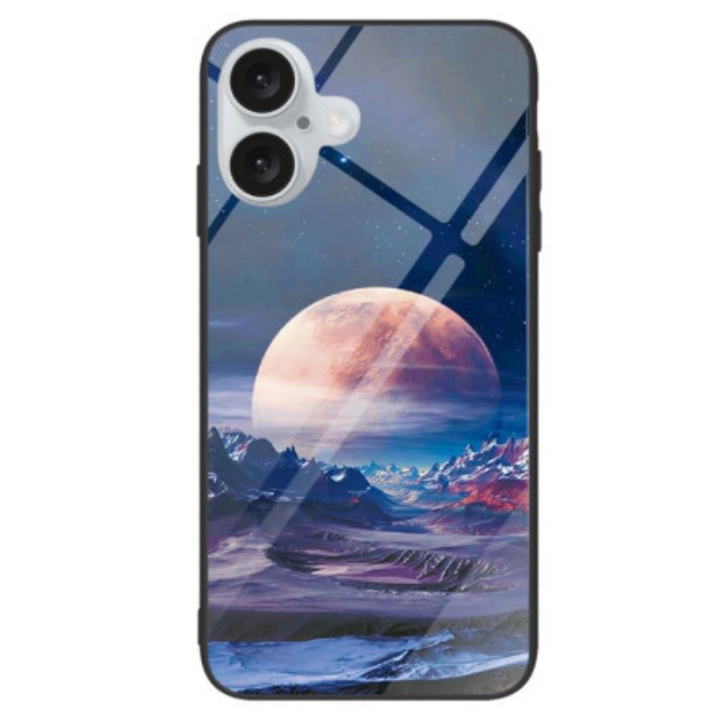 Cover iPhone 16 Plus Hvidt Planet Hærdet Glas