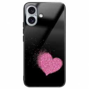 Cover iPhone 16 Plus Pink Heart Hærdet Glas