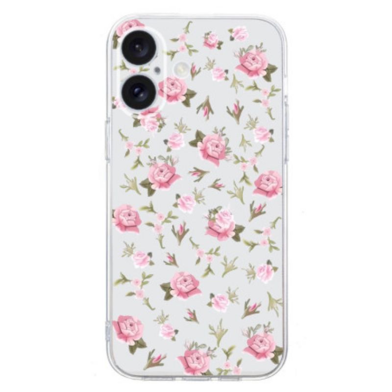 Cover iPhone 16 Plus Små Lyserøde Blomster