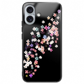 Cover iPhone 16 Plus Telefon Etui Blomstermønster Af Hærdet Glas