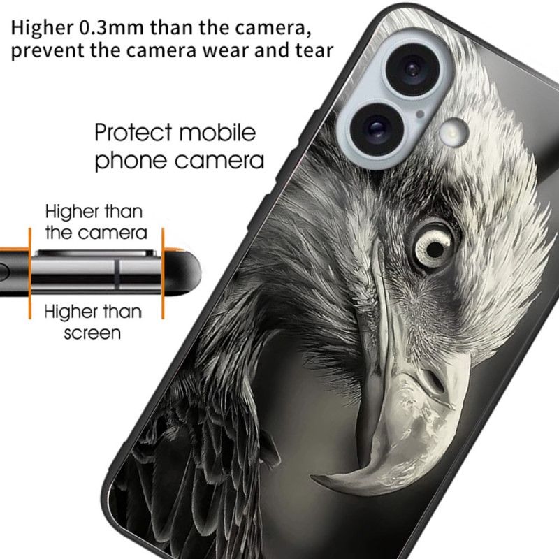 Cover iPhone 16 Plus Telefon Etui Ørnetrykt Hærdet Glas