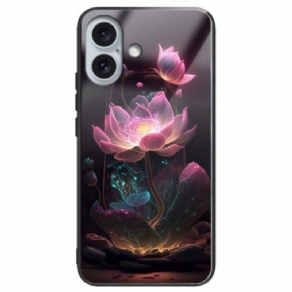 Cover Til iPhone 16 Plus Lotus Rose Hærdet Glas