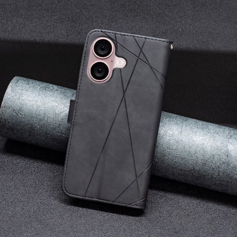 Flip Cover iPhone 16 Plus Binfen Farve Geometrisk Mønster