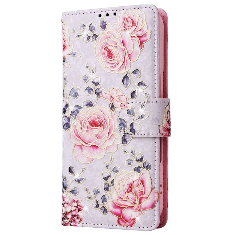 Flip Cover iPhone 16 Plus Blomster Rfid-blokerende Tegnebog