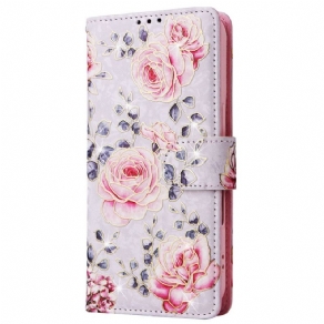 Flip Cover iPhone 16 Plus Blomster Rfid-blokerende Tegnebog