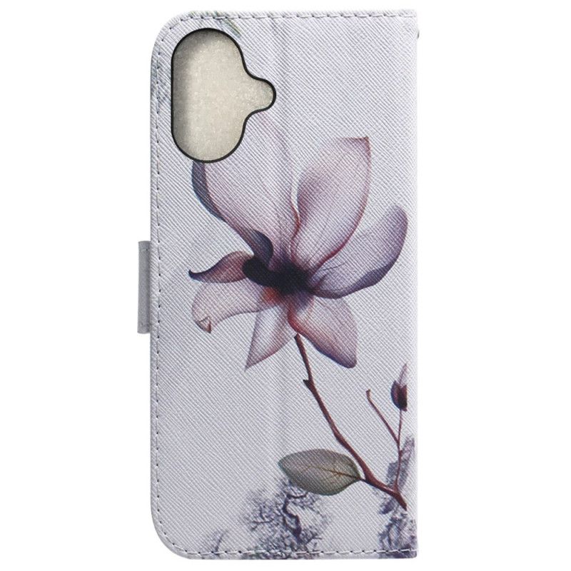 Flip Cover iPhone 16 Plus Lyserød Blomst