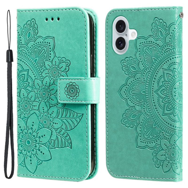 Flip Cover iPhone 16 Plus Mandala Tryk