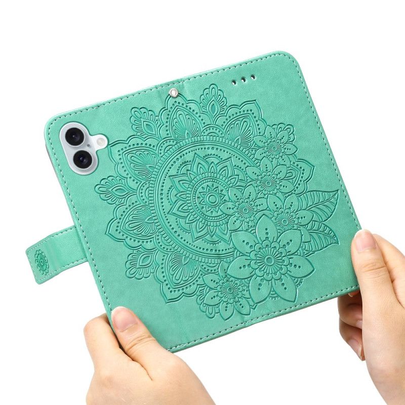 Flip Cover iPhone 16 Plus Mandala Tryk