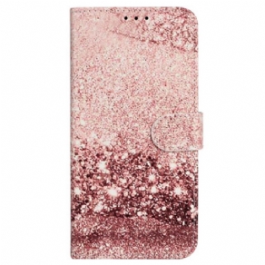 Flip Cover iPhone 16 Plus Pink Marmormønster