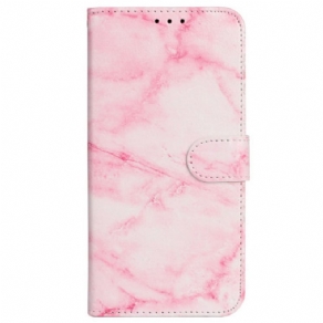 Flip Cover iPhone 16 Plus Pink Marmormønster