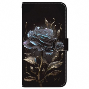 Flip Cover iPhone 16 Plus Sort Rose Med Rem