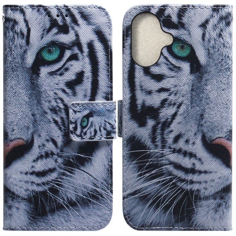 Flip Cover Til iPhone 16 Plus Hvid Tiger