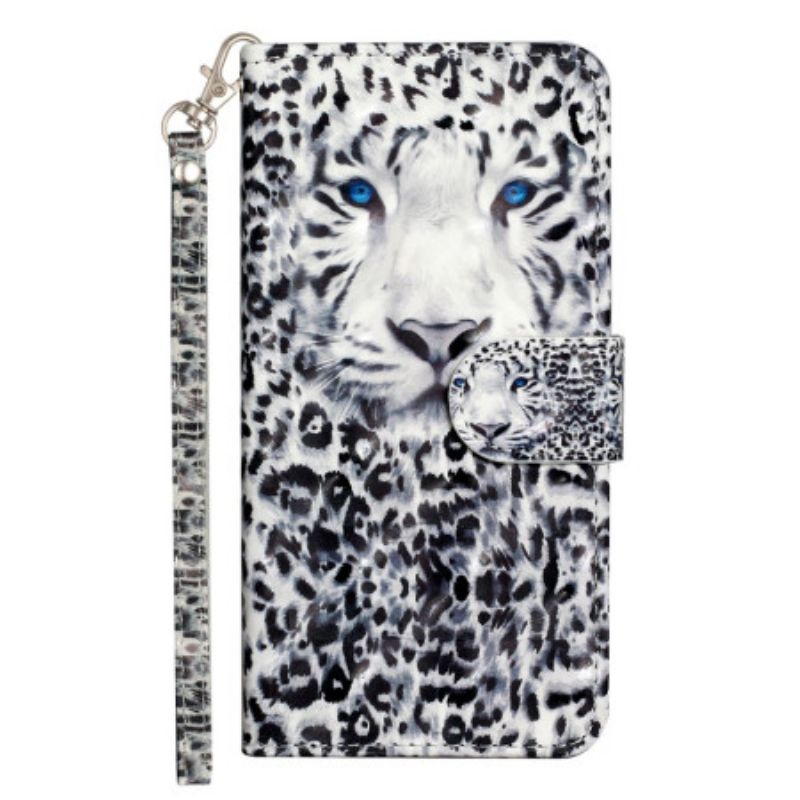 Flip Cover Til iPhone 16 Plus Leopardhoved Med Rem