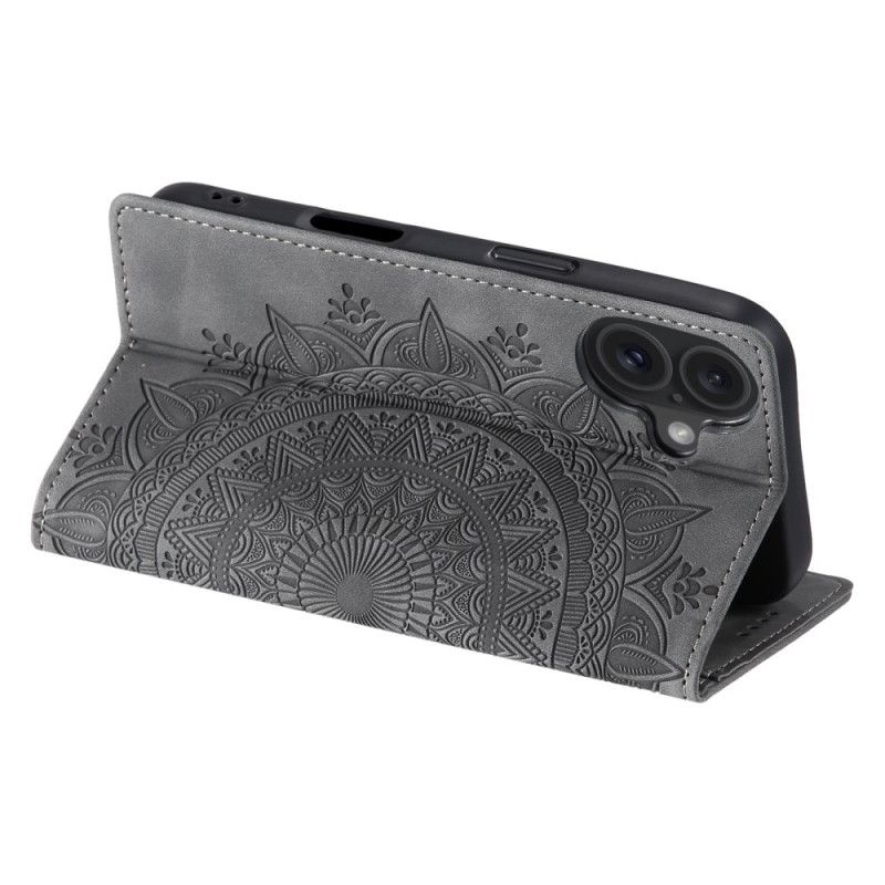 Flip Cover Til iPhone 16 Plus Mandala Ruskindseffekt